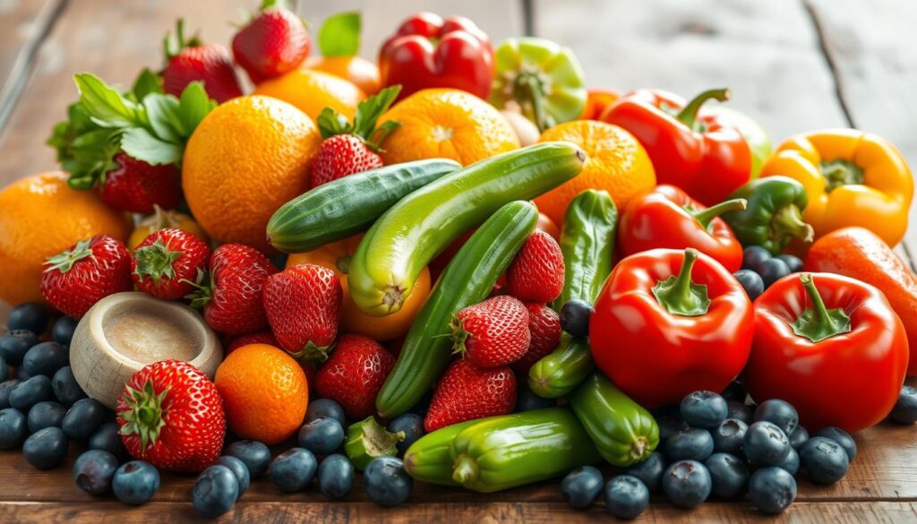 Colorful fruits and vegetables for a sugar detox